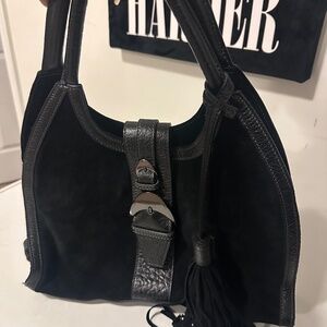 Vittoria Black Suede Genuine Leather Bag